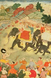 A party of elephant hunters, Mughal, c.1615